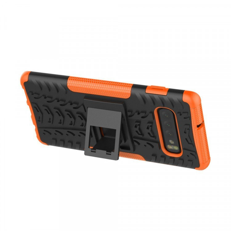 Чехол Hybrid Armor для Samsung Galaxy S10 (черный + оранжевый)