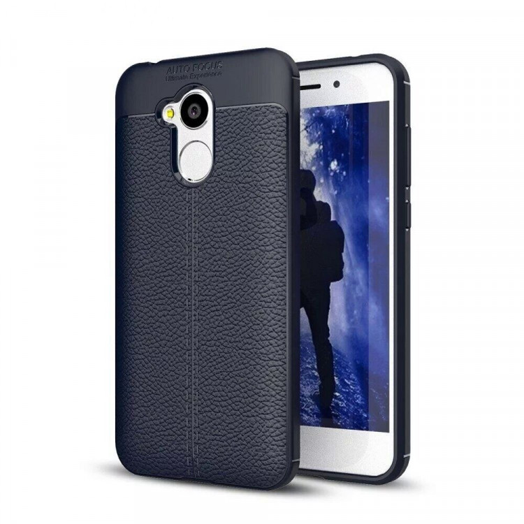 Чехол-накладка Litchi Grain для Huawei Honor 6A (темно-синий)