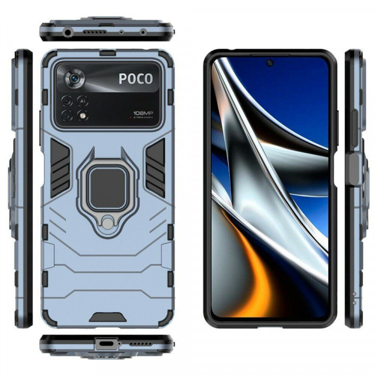 Чехол Armor Ring Holder для Xiaomi Poco X4 Pro 5G (темно-синий)
