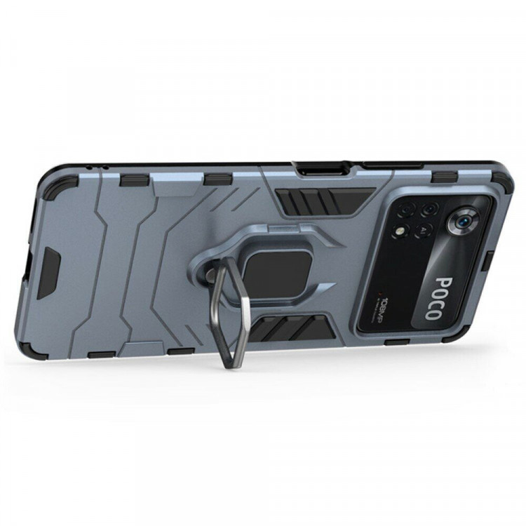 Чехол Armor Ring Holder для Xiaomi Poco X4 Pro 5G (темно-синий)