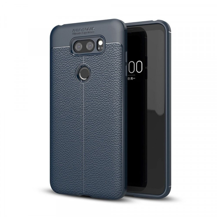 Чехол-накладка Litchi Grain для LG V30s (темно-синий)