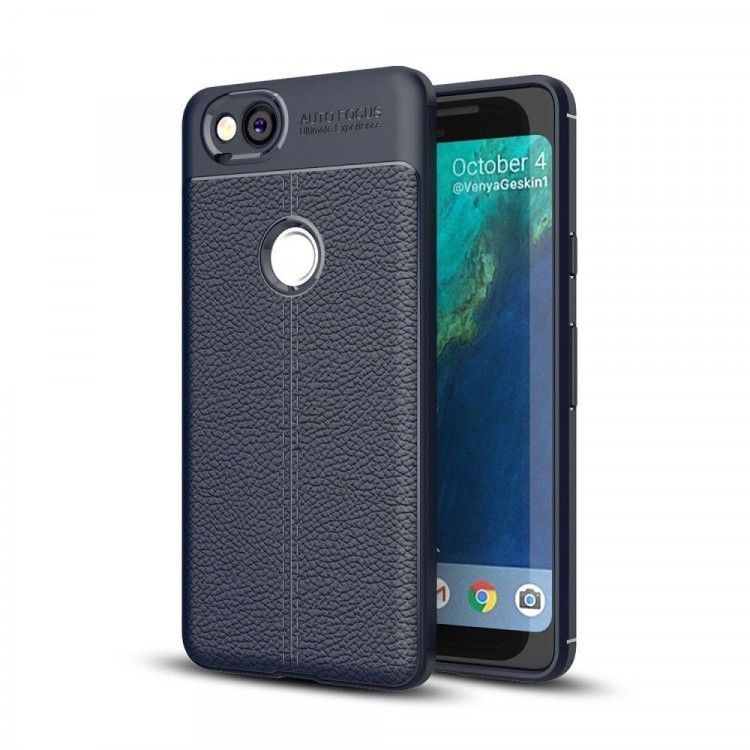 Чехол-накладка Litchi Grain для Google Pixel 2 (темно-синий)