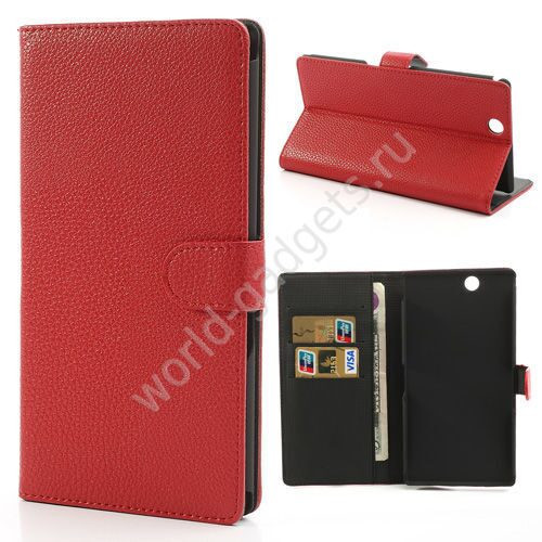 Горизонтальный чехол с визитницей для Sony Xperia Z Ultra (красный)