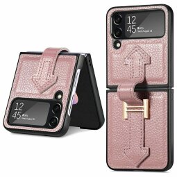 Кожаный чехол для Samsung Galaxy Z Flip 3 (розовый)