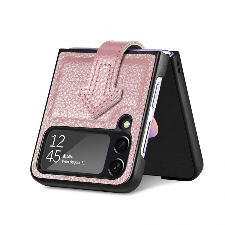 Кожаный чехол для Samsung Galaxy Z Flip 3 (розовый)
