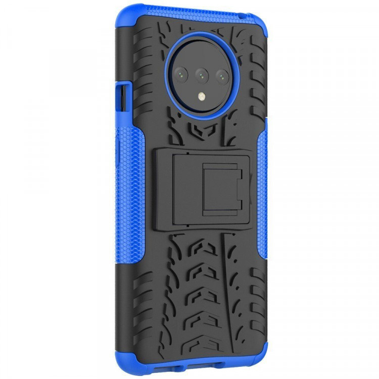 Чехол Hybrid Armor для OnePlus 7T (черный + голубой)