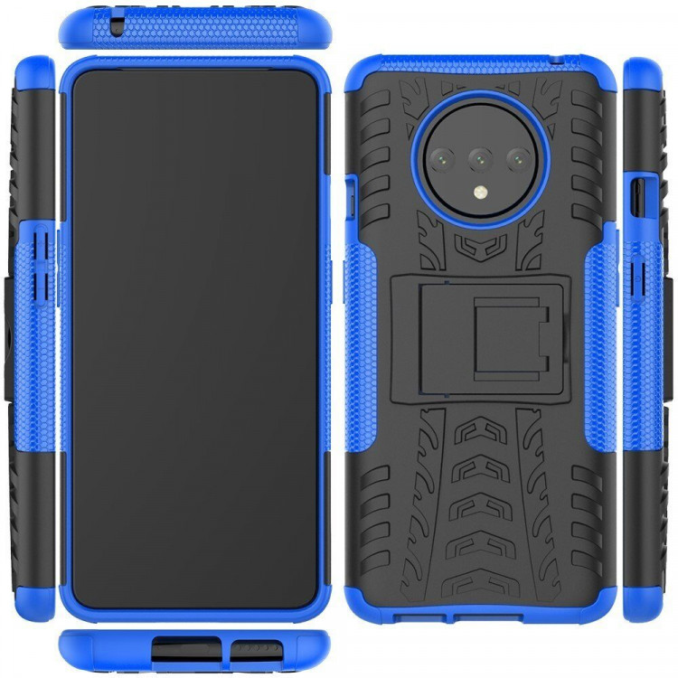 Чехол Hybrid Armor для OnePlus 7T (черный + голубой)
