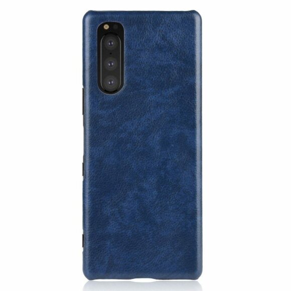 Кожаная накладка-чехол для Sony Xperia 5 (синий)