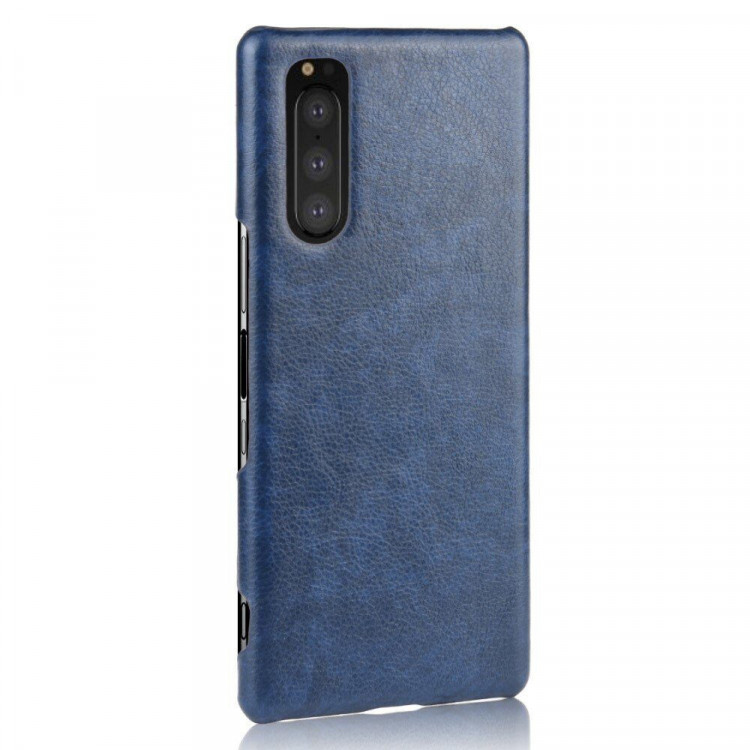 Кожаная накладка-чехол для Sony Xperia 5 (синий)