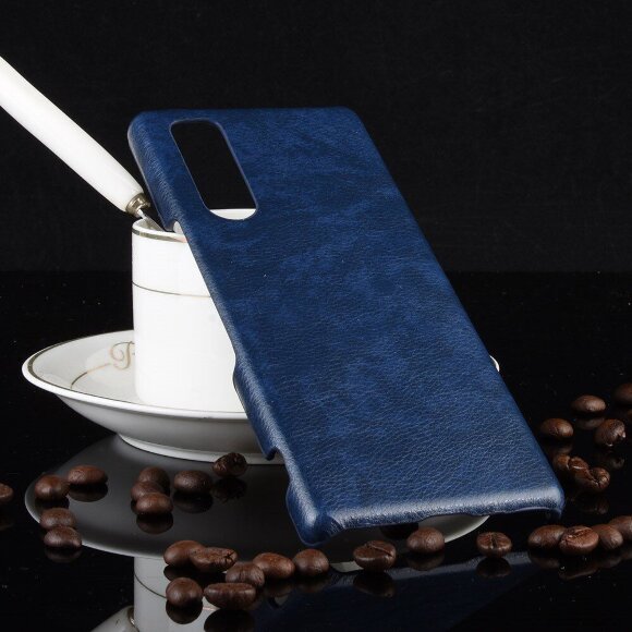 Кожаная накладка-чехол для Sony Xperia 5 (синий)