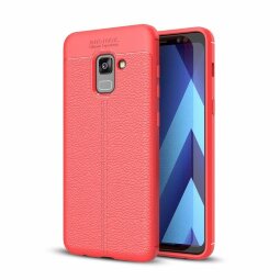 Чехол-накладка Litchi Grain для Samsung Galaxy A8 (2018) (красный)