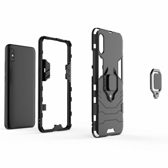 Чехол Armor Ring Holder для Xiaomi Redmi 9A (черный) Чехол Armor Ring Holder для Xiaomi Redmi 9A (черный)