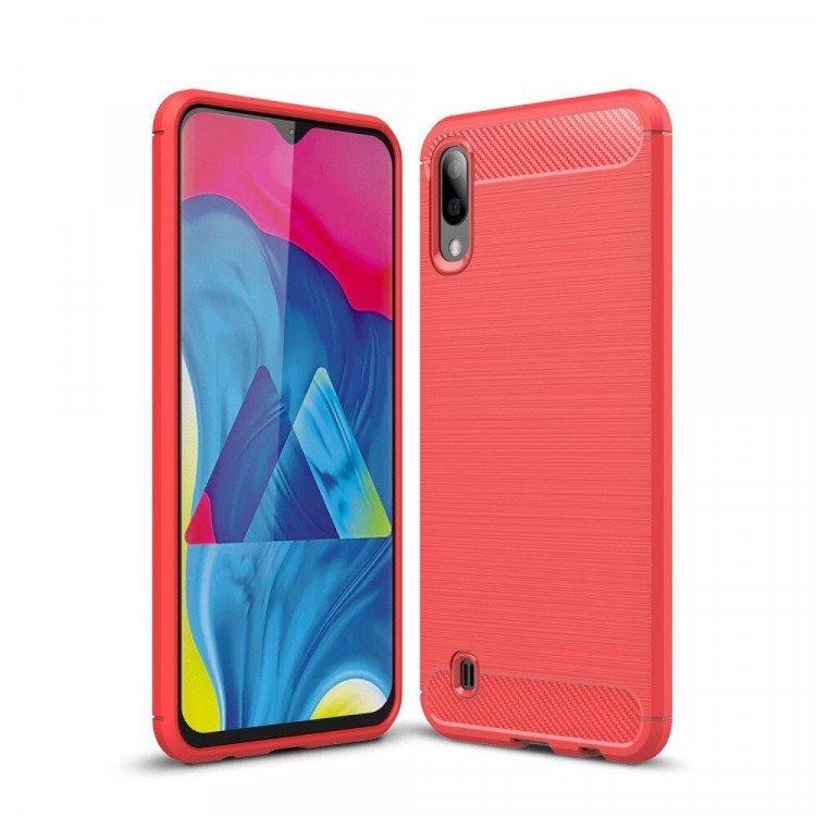 Чехол-накладка Carbon Fibre для Samsung Galaxy M10 (красный)