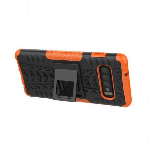 Чехол Hybrid Armor для Samsung Galaxy S10+ (Plus) (черный + оранжевый)