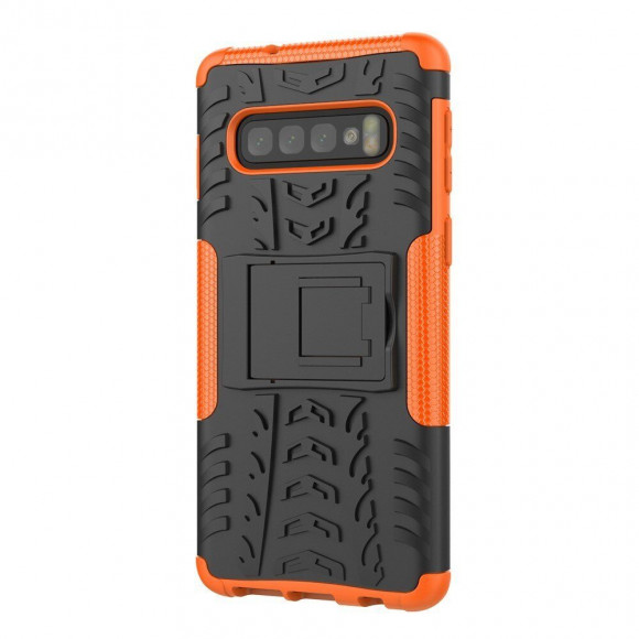 Чехол Hybrid Armor для Samsung Galaxy S10+ (Plus) (черный + оранжевый)
