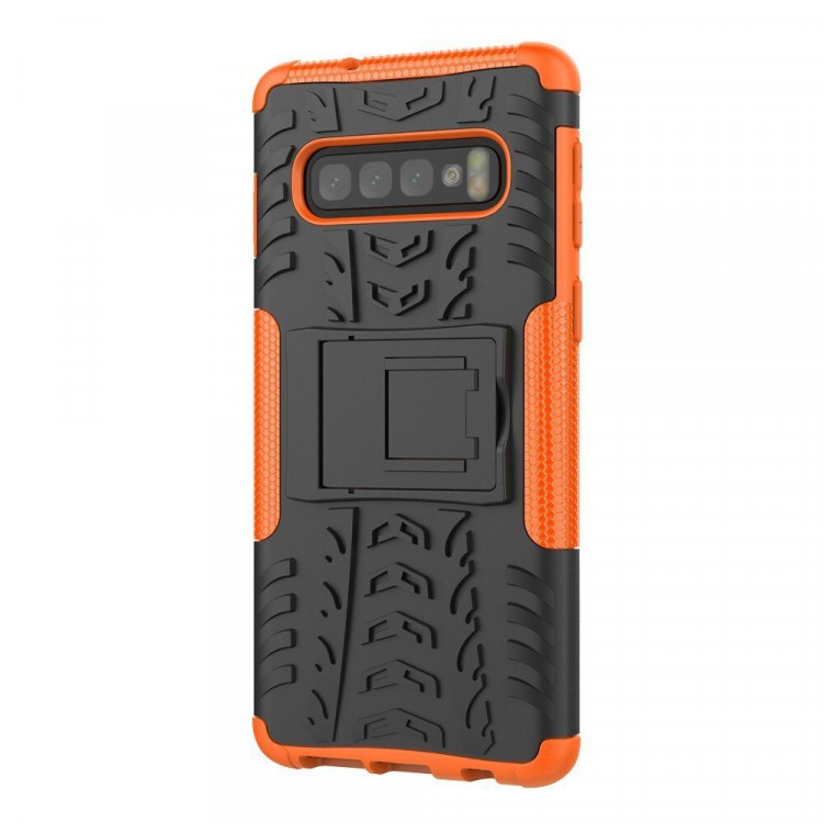 Чехол Hybrid Armor для Samsung Galaxy S10+ (Plus) (черный + оранжевый)