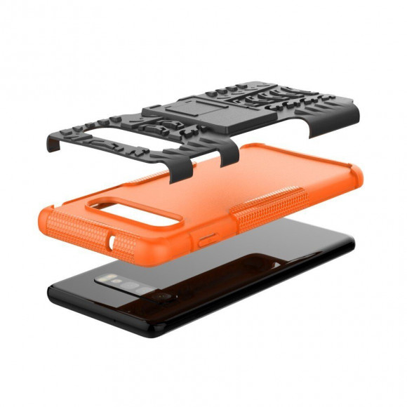 Чехол Hybrid Armor для Samsung Galaxy S10+ (Plus) (черный + оранжевый)
