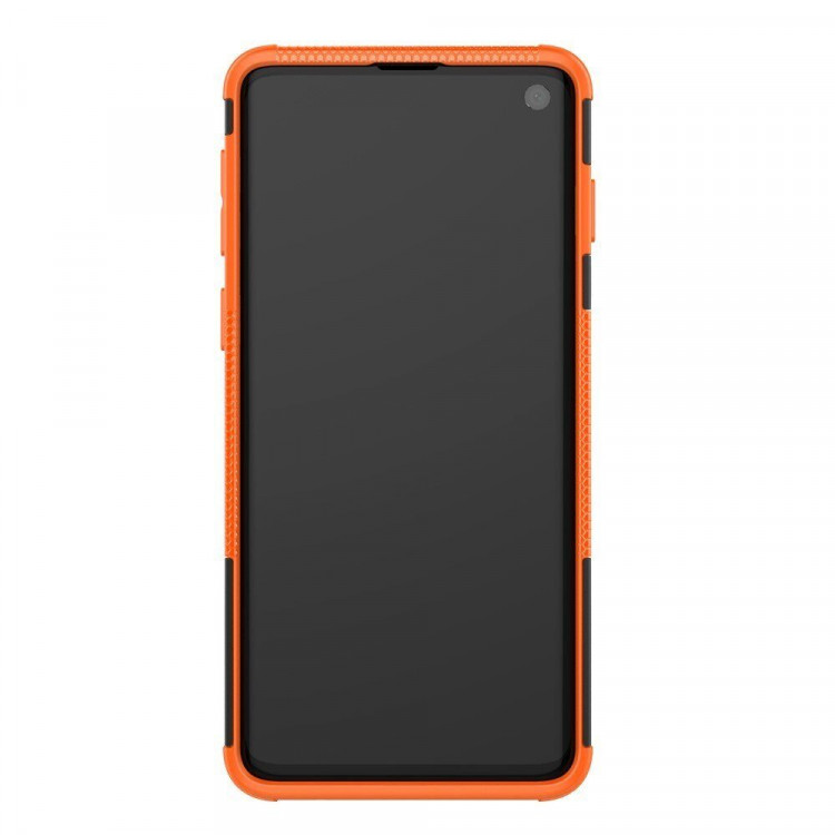 Чехол Hybrid Armor для Samsung Galaxy S10+ (Plus) (черный + оранжевый)