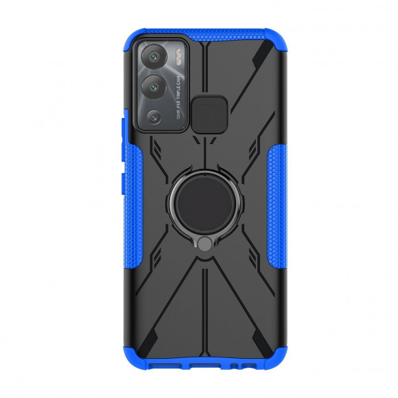 Чехол Armor Shockproof Ring Holder для Infinix Hot 12i (черный + голубой)