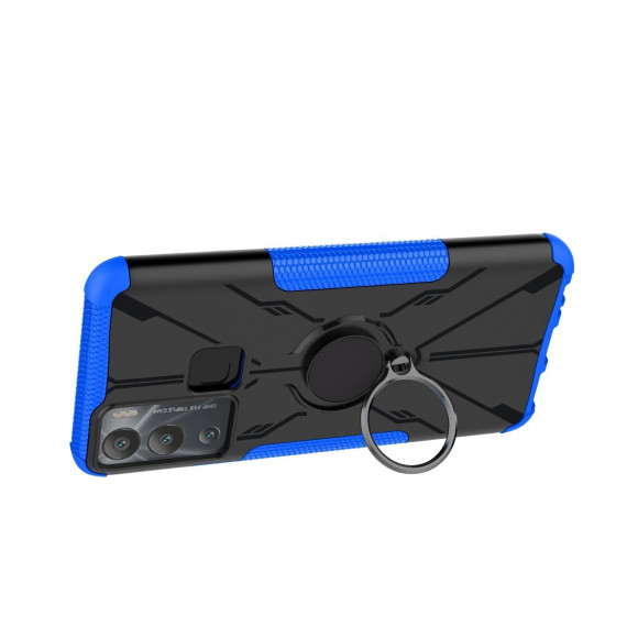 Чехол Armor Shockproof Ring Holder для Infinix Hot 12i (черный + голубой)