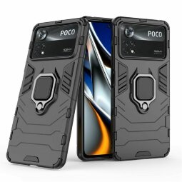 Чехол Armor Ring Holder для Xiaomi Poco X4 Pro 5G (черный)