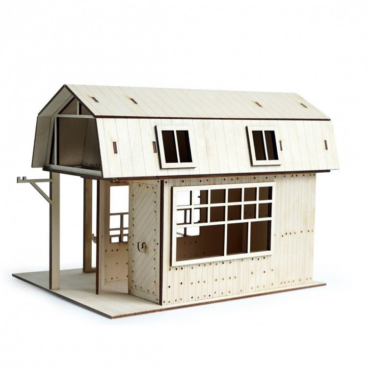 Конструктор 3D деревянный подвижный Lemmo Гараж для трактора