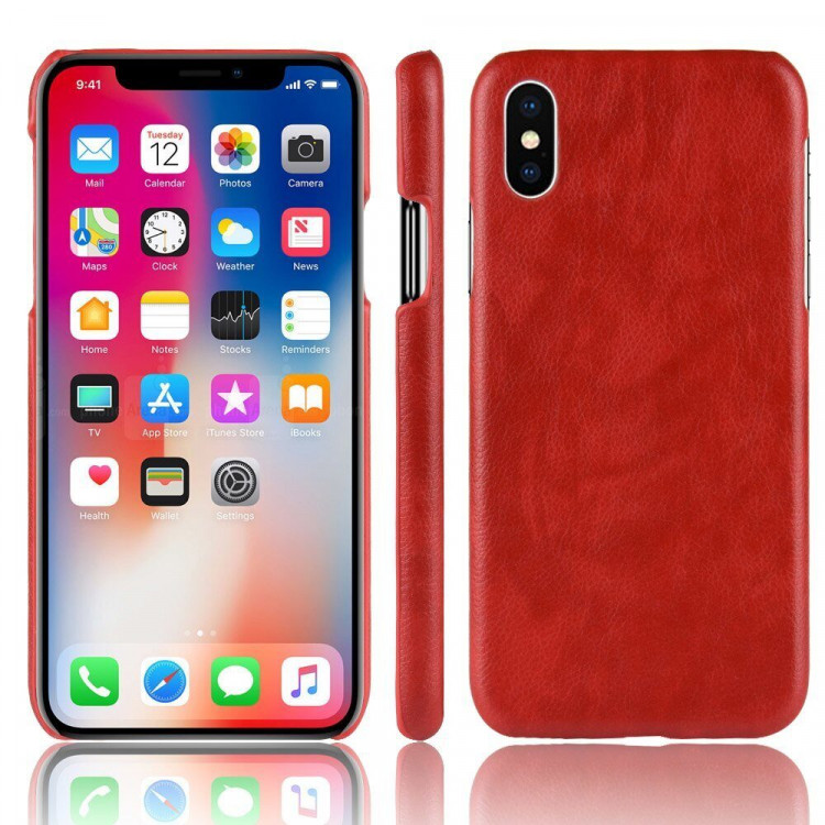 Чехол Litchi Texture для iPhone XS Max (красный)