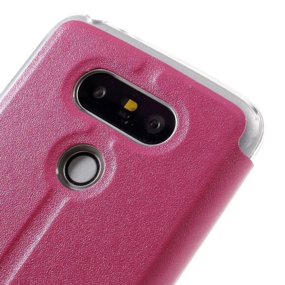 Чехол с окном для LG G5 / LG G5 se (малиновый) Чехол с окном для LG G5 / LG G5 se (малиновый)