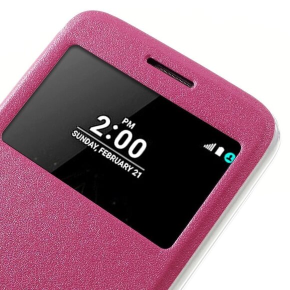Чехол с окном для LG G5 / LG G5 se (малиновый) Чехол с окном для LG G5 / LG G5 se (малиновый)