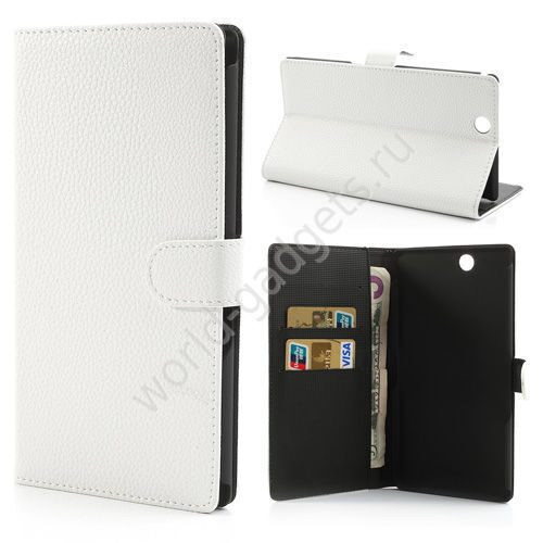 Горизонтальный чехол с визитницей для Sony Xperia Z Ultra (белый)
