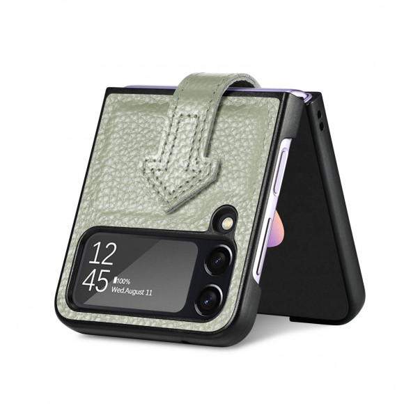 Кожаный чехол для Samsung Galaxy Z Flip 3 (серо-зеленый) Кожаный чехол для Samsung Galaxy Z Flip 3 (серо-зеленый)