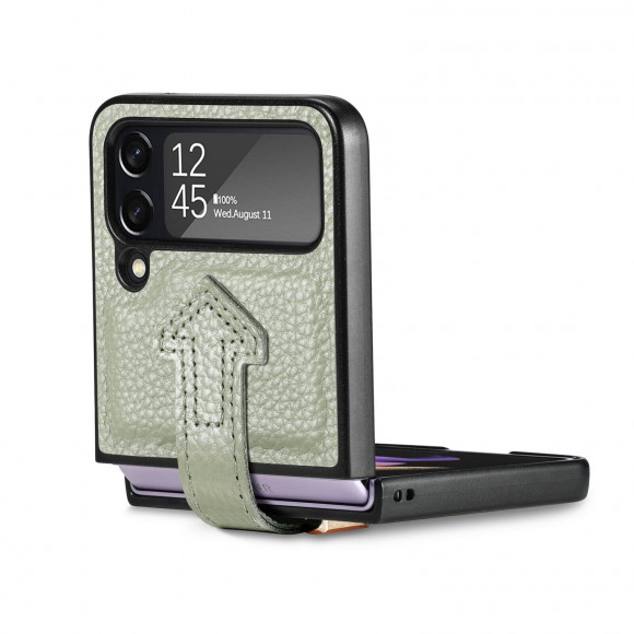 Кожаный чехол для Samsung Galaxy Z Flip 3 (серо-зеленый) Кожаный чехол для Samsung Galaxy Z Flip 3 (серо-зеленый)