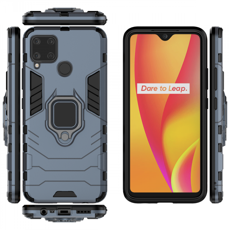 Чехол Armor Ring Holder для Realme C15 (темно-синий)
