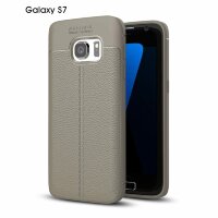 Чехол-накладка Litchi Grain для Samsung Galaxy S7 (серый)