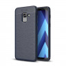 Чехол-накладка Litchi Grain для Samsung Galaxy A8 (2018) (темно-синий)