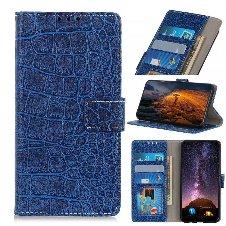 Чехол Crocodile Texture для Samsung Galaxy A30 / Galaxy A20 (синий)