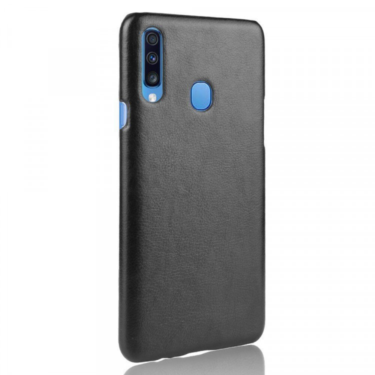 Кожаная накладка-чехол для Samsung Galaxy A20s (черный)