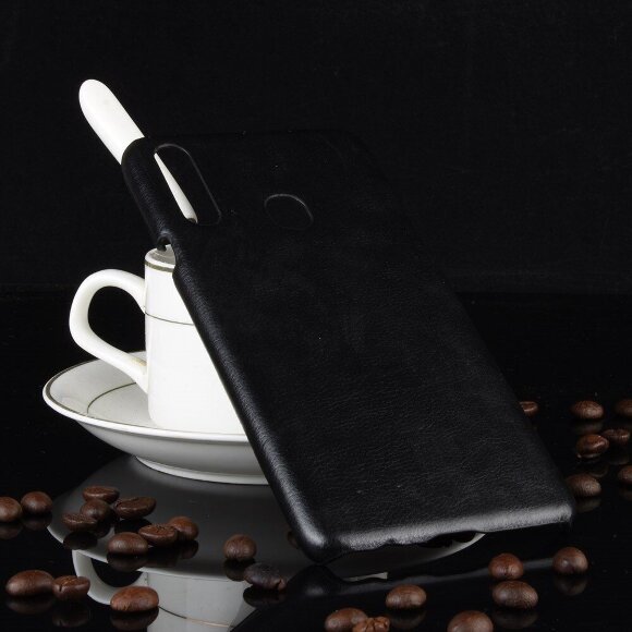 Кожаная накладка-чехол для Samsung Galaxy A20s (черный)