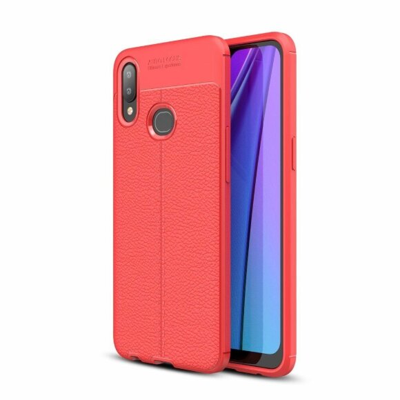 Чехол-накладка Litchi Grain для Samsung Galaxy A10s (красный)