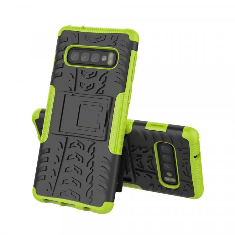 Чехол Hybrid Armor для Samsung Galaxy S10+ (Plus) (черный + зеленый)