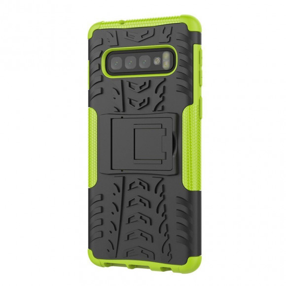 Чехол Hybrid Armor для Samsung Galaxy S10+ (Plus) (черный + зеленый)