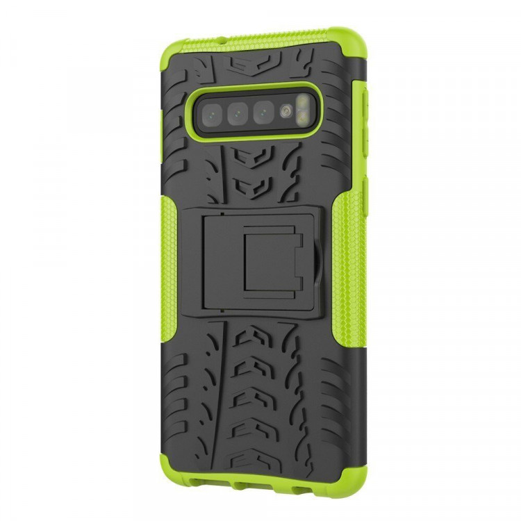 Чехол Hybrid Armor для Samsung Galaxy S10+ (Plus) (черный + зеленый)