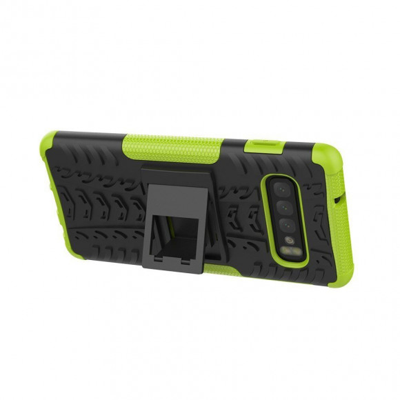 Чехол Hybrid Armor для Samsung Galaxy S10+ (Plus) (черный + зеленый)
