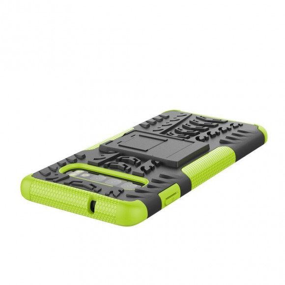 Чехол Hybrid Armor для Samsung Galaxy S10+ (Plus) (черный + зеленый)