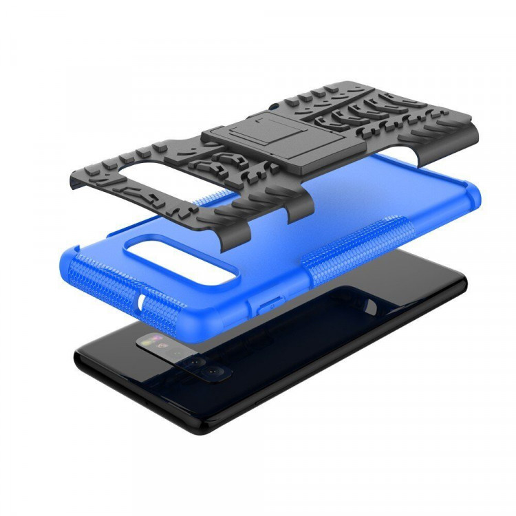 Чехол Hybrid Armor для Samsung Galaxy S10 (черный + голубой)
