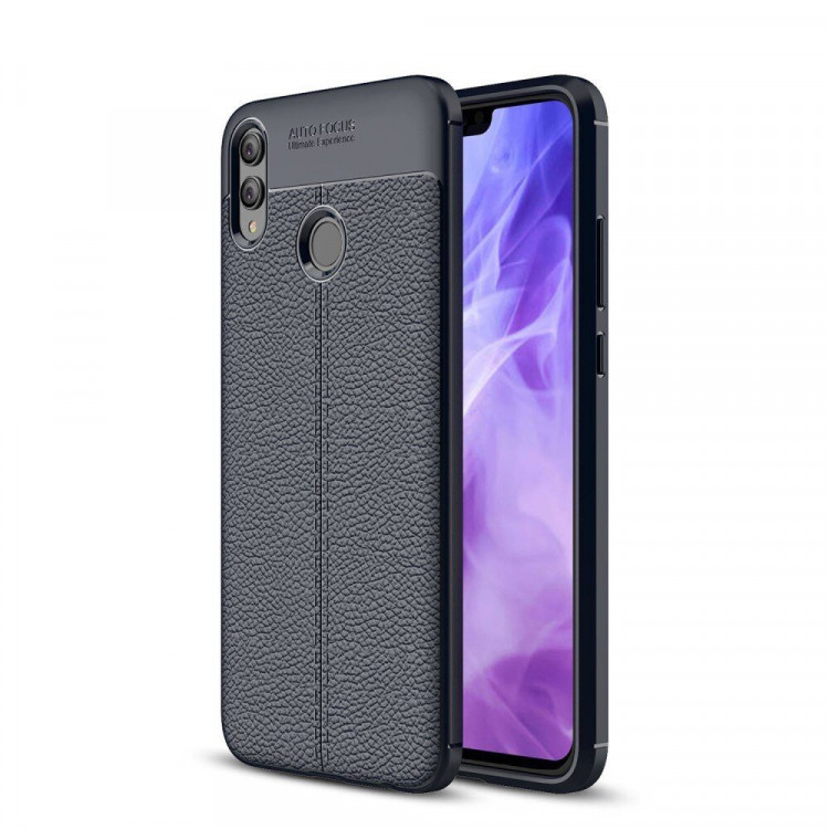 Чехол-накладка Litchi Grain для Huawei Honor 8X (темно-синий)