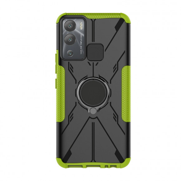 Чехол Armor Shockproof Ring Holder для Infinix Hot 12i (черный + зеленый) Чехол Armor Shockproof Ring Holder для Infinix Hot 12i (черный + зеленый)