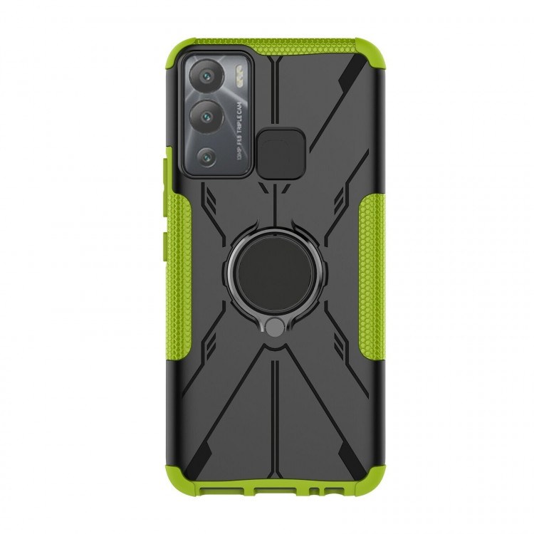 Чехол Armor Shockproof Ring Holder для Infinix Hot 12i (черный + зеленый)