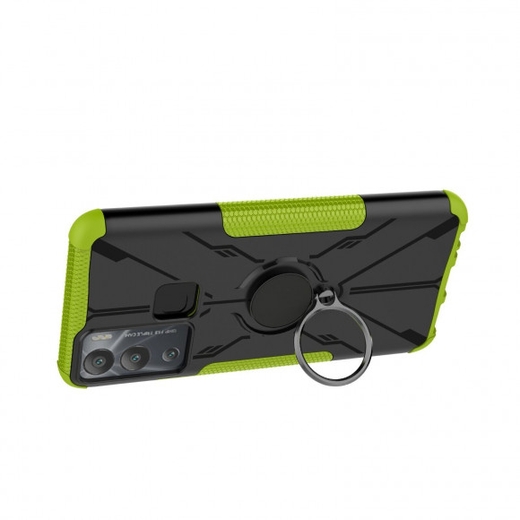 Чехол Armor Shockproof Ring Holder для Infinix Hot 12i (черный + зеленый) Чехол Armor Shockproof Ring Holder для Infinix Hot 12i (черный + зеленый)
