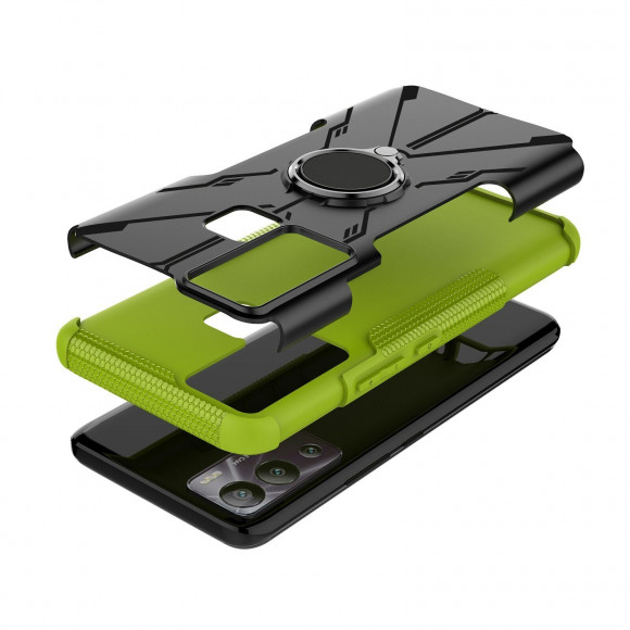 Чехол Armor Shockproof Ring Holder для Infinix Hot 12i (черный + зеленый) Чехол Armor Shockproof Ring Holder для Infinix Hot 12i (черный + зеленый)